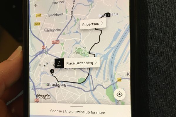 Le trajet Uber s'étendait de la place Gutenberg à la Robertsau.