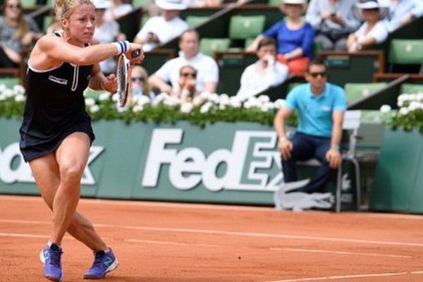 Pauline Parmentier ce samedi à Roland-Garros.