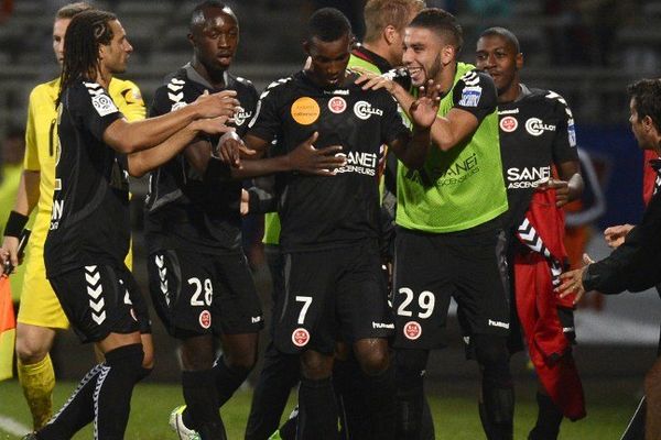 Odaïr Fortes célèbre son but, inscrit contre le cours du jeu, face à Lyon, le 24 août 2013