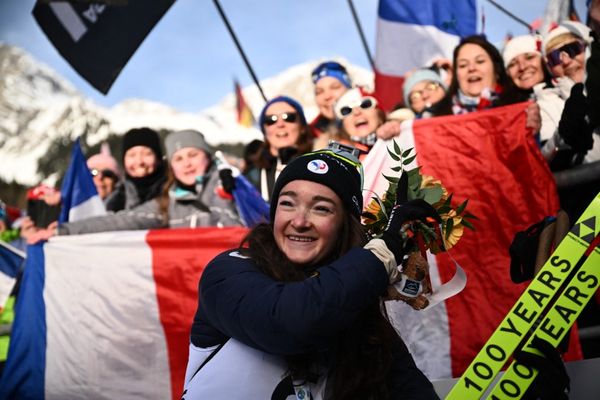 Lou Jeanmonnot en coupe du monde à Anterselva-Antholz en Italie, le 21 janvier 2024.