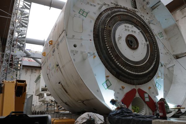 Une machine pour creuser le tunnel de la future ligne 15 du Grand Paris Express à Champigny-sur-Marne (Val-de-Marne) en janvier 2018.