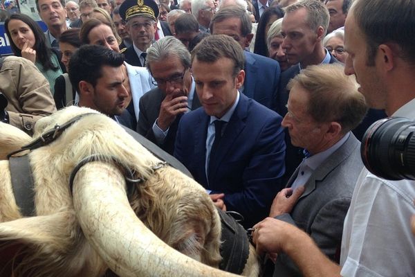 Emmanuel Macron, à son arrivée au PMC de Strasbourg