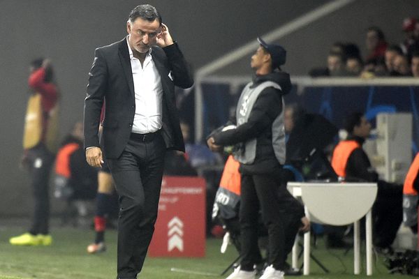 Chirstophe Galtier, entraîneur du LOSC, sur la touche du stade Pierre Mauroy le mercredi 2 octobre (Lille/Chelsea).