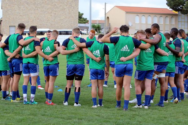 Narbonne (Aude) - l'équipe de France de rugby U20 à l'entrainement - 29 mai 2018.