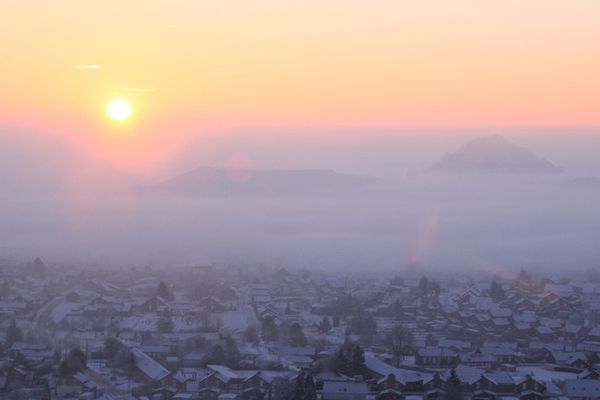 Neige à Auchel (62), ce samedi matin