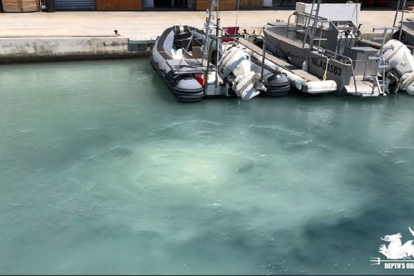 Des rejets suspects arrivant dans le bassin de la Tour Rouge, dans le port de Nice. C'est l'association Depth's Guards qui a alerté les services de la Métropole pour trouver l'origine de cette pollution.