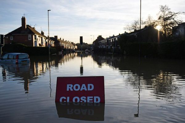 Un quartier de York sous les eaux.