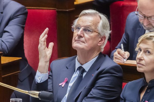 Le Premier ministre Michel Barnier sur les bancs de l'Assemblée nationale le 1er octobre 2024.