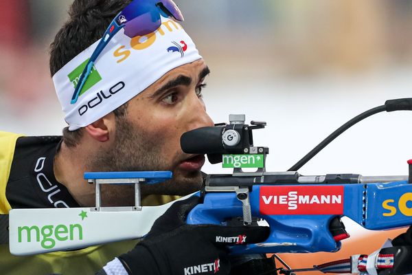 Le Français Martin Fourcade lors d'une épreuve de la Coupe du monde de biathlon à Nove Mesto na Morave (Tchéquie).