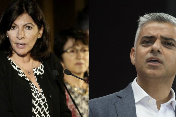 La maire PS de Paris Anne Hidalgo et le maire travailliste de Londres, Sadiq Khan.