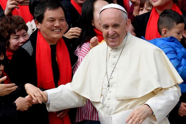 Le Pape sur la place Saint-Pierre au Vatican, le 18 avril 2018