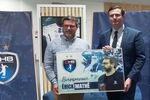 Montpellier - Erick Mathé, actuel entraîneur du Chambéry Savoie Mont-Blanc succèdera à Patrice Canayer en juin 2024 comme entraîneur du Montpellier Handball - 27 octobre 2023.