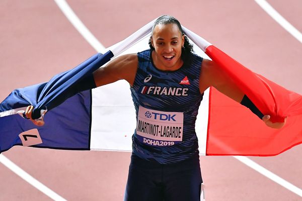 Pascal Martinot-Lagarde, médaille de bronze du 110 mètres haies aux mondiaux d'athlétisme de Doha (2019).