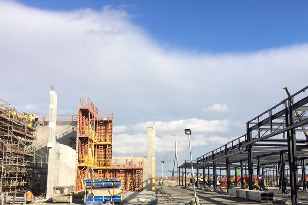 Le chantier du village des marques à Honfleur (Calvados) le mercredi 15 février 2017. L'ouverture est prévu à l'automne.