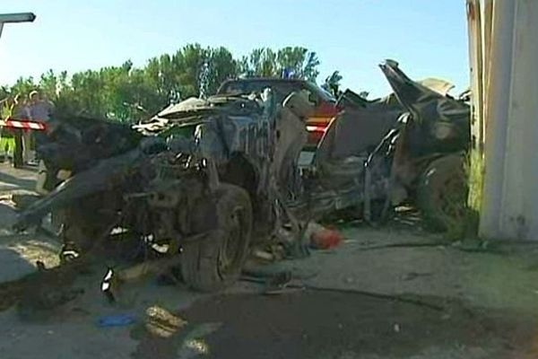 Trèbes (Aude) - 5 morts et 1 blessé très grave dans un accident sur le route de Carcassonne - 10 août 2013.