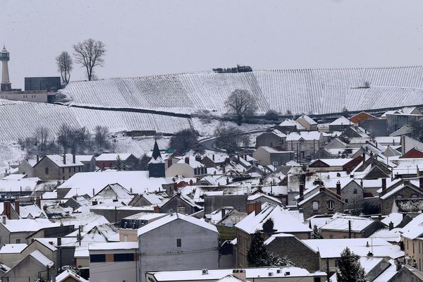 Le village de Verzenay (Marne) sous la neige, en mars 2018 (photo d'illustration).