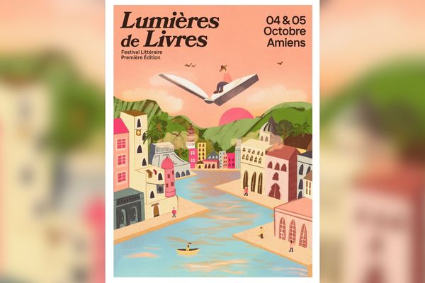 Affiche de la première édition du festival littéraire Lumières de Livres d'octobre 2024 à Amiens.