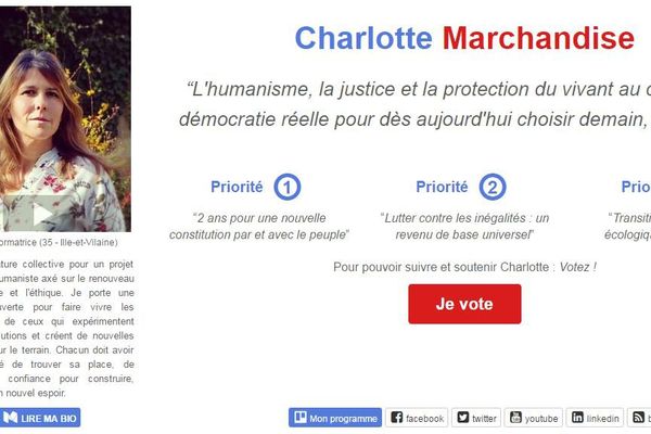 La Rennaise Charlotte Marchandise fait partie des 5 derniers candidats de "Laprimaire.org"