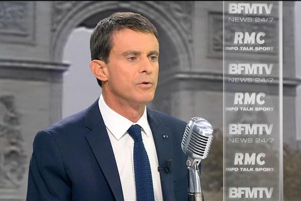 Manuel Valls sur BFM TV ce jeudi 15/10/2015, interviewé par Jean-Jacques Bourdin sur la candidature de Jean-Yves Le Drian aux Régionales en Bretagne