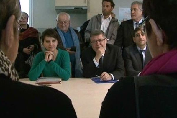 Najat Vallaud-Belkacem, en visite à la maison d'accueil de jour de Mont-de-Marsan.