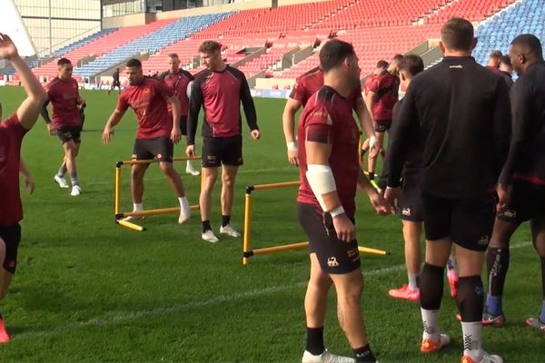 Angleterre - Les Dragons Catalans se sont entraînés, vendredi 8 octobre, à Old Trafford à Manchester, à la veille de la finale de Super League. 2021.