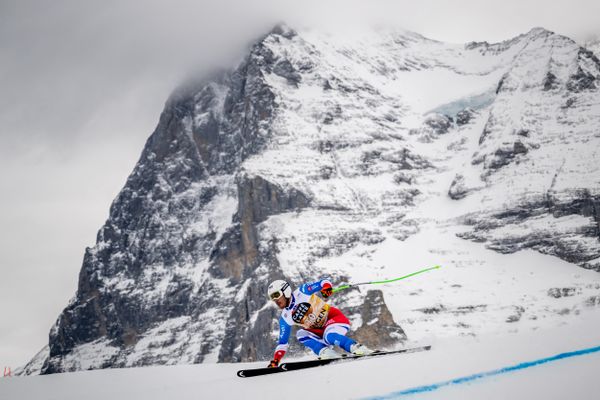 Johan Clarey lors des entraînements de Wengen (Suisse), ce mercredi 11 janvier.