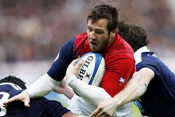 Le joueur de l'ASM Camille Lopez lors du match face à l'Ecosse au stade de France le 12 février