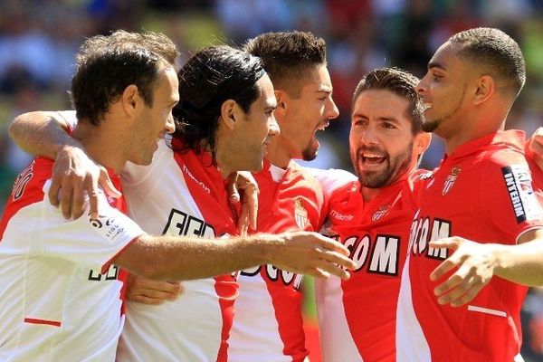 Liesse des joueurs de l'ASMonaco après l'ouverture du score