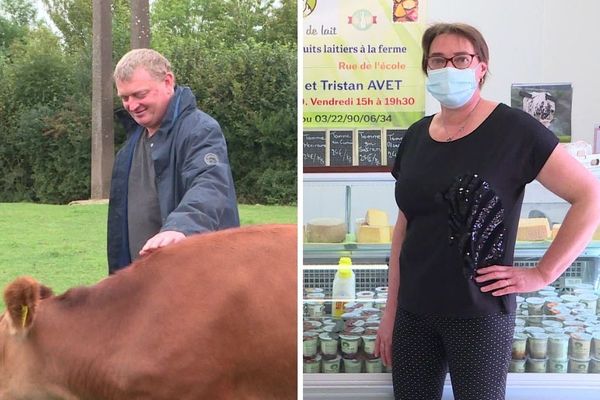 Éleveurs de vaches laitières à Éplessier (Somme), Yannick, Claire (photo) et leur fils Tristan, produisent du lait, le transforment en fromage, yaourt et beurre, puis vendent leurs produits.