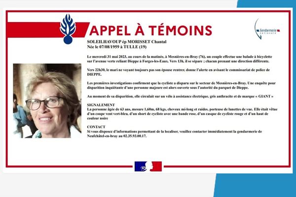 Chantal Morisset, habitante de Saint-Mexant, est portée disparue en Seine-Maritime