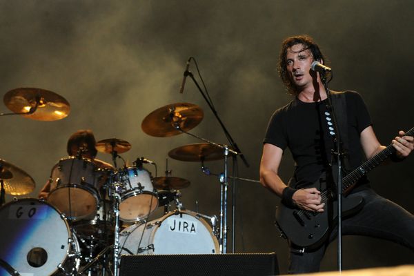 Le groupe de métal landais Gojira en concert lors d'un festival à Rio de Janeiro au Brésil le 19 septembre 2015.