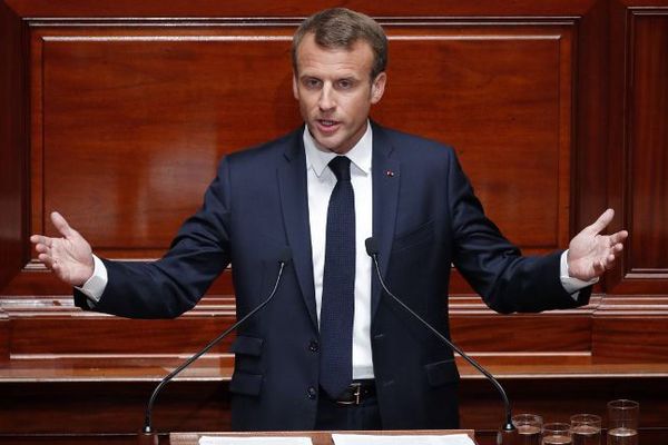 Emmanuel Marcon devant le Congrès à Versailles, le 9 juillet 2018.