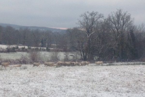 De la neige sur le nord de la Haute-Vienne, du côté de Châteauponsac