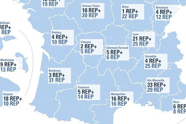 La nouvelle carte des Réseaux d'Education Prioritaire - détail