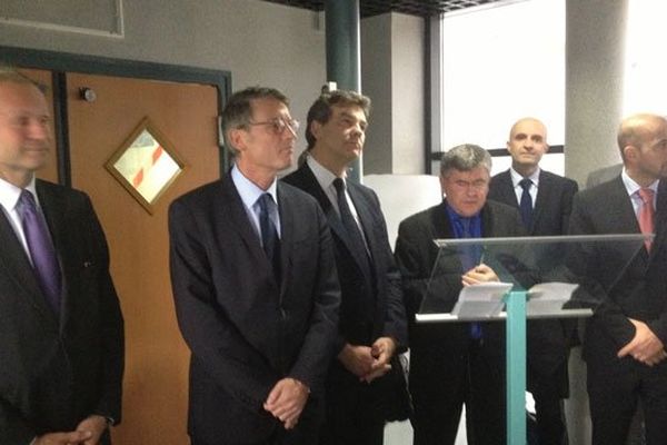 Vincent Peillon et Arnaud Montebourg, dans l'AIn, pour l'inauguration de Plasti Campus - 14/10/13