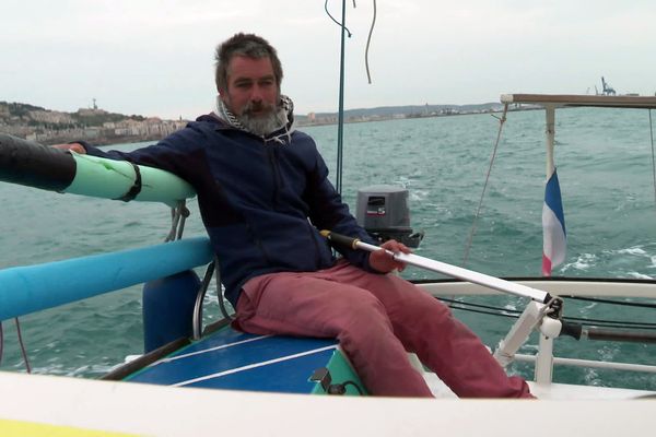 Sète (Hérault) - Gilles Melon rentre au port après 2 ans de tour du monde à la voile - 25 février 2023.