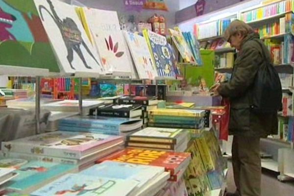 Montpellier - le rayon de livres "jeunesse" dans une librairie - janvier 2013.