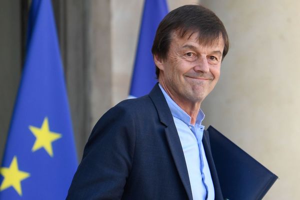 Nicolas Hulot à la sortie d'un conseil des ministres.