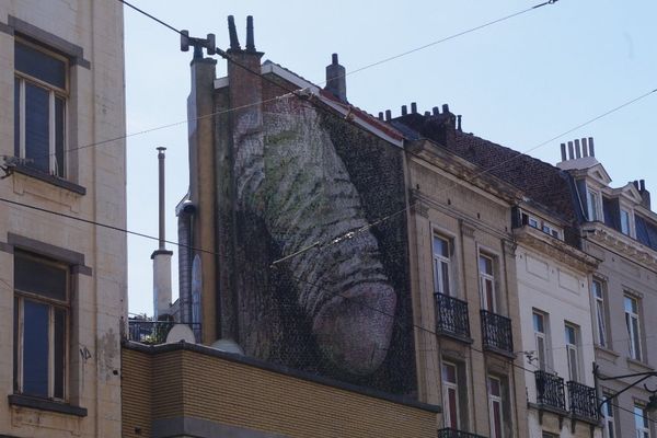 Cette fresque a été peinte en septembre dernier dans la commune bruxelloise de Saint-Gilles