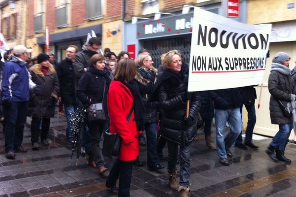 Comme ici à Charleville-Mézières, les enseignants se sont mis en grève ce lundi 10 février 2014 pour protester contre la nouvelle carte scolaire dans l'académie de Reims.