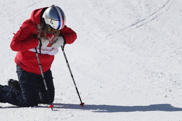 La Française Tess Ledeux lors des Jeux olympiques de PyeongChang en 2018.