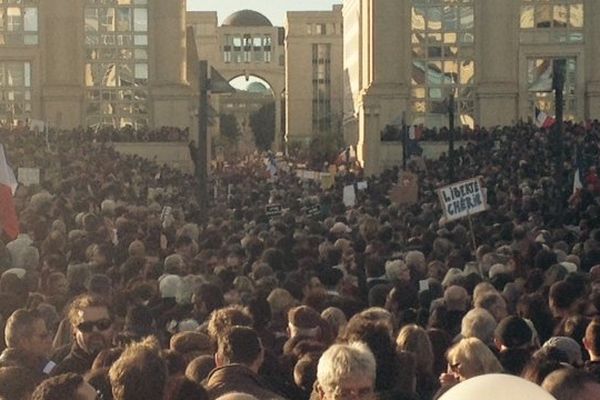 Montpellier - la place de l'Europe à 16h15 - 11 janvier 2015.