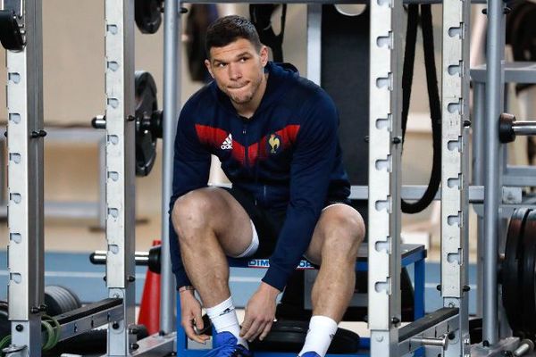 Rémy Grosso à l'entraînement pour le tournoi des VI Nations le 13 mars 2018