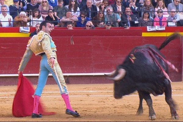 Enrique Ponce, un bout de corne en l'air, le toro...