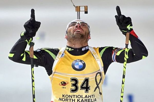 Kontiolahti (Finlande) - Martin Fourcade champion du monde de biathlon pour la 6e fois - 12 mars 2015.