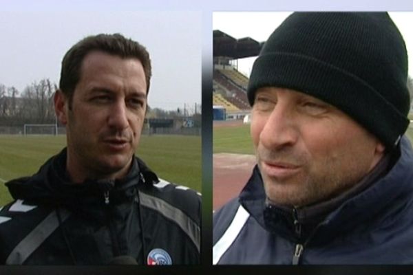 François Keller, entraîneur RC Strasbourg Alsace et Laurent Croci, entraîneur FC Mulhouse