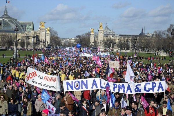 La Manif pour Tous du dimanche 2 février 2014 avait rassemblé plusieurs milliers de personnes dimanche à Paris contre la "familiphobie" prétendue du gouvernement, affirme-t-elle dans un communiqué.
