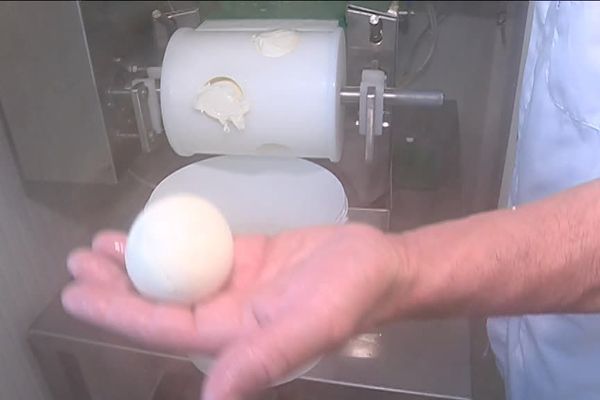 La mozzarella est modelée en boule dans la fromagerie de Michaël Christmann à Uhrwiller