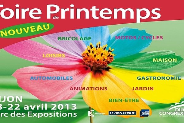 Le parc des expositions de Dijon accueille la 1re Foire de printemps du jeudi 18 au lundi 22 avril 2013.