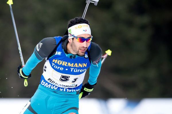 Martin Fourcade lors du relai 4 x7,5 km, en Allemagne le 12 janvier.